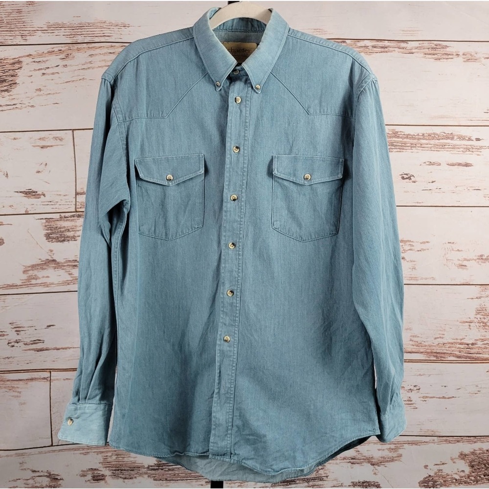 Schaefer Outfitter 7070 Ranchstone Twill Denim Button Up Shirt Medium